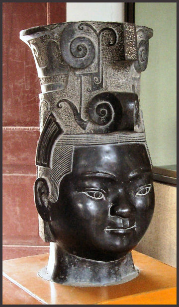 Bronze cast bust pot from Xianyang Palace excavation