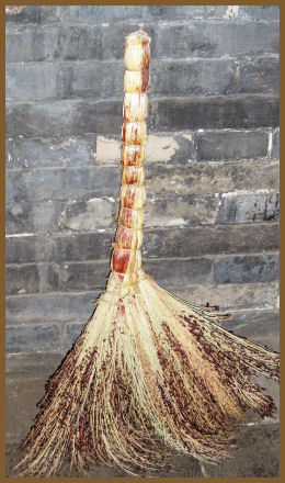 Millet broom photographed at the Green Ram Temple, Chengdu