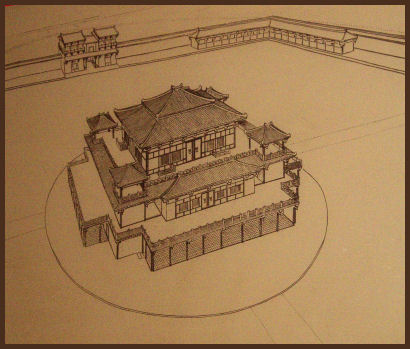 An artist's impression of Qin Shihuangdi's palace from the Shaanxi History Museum, Xian 